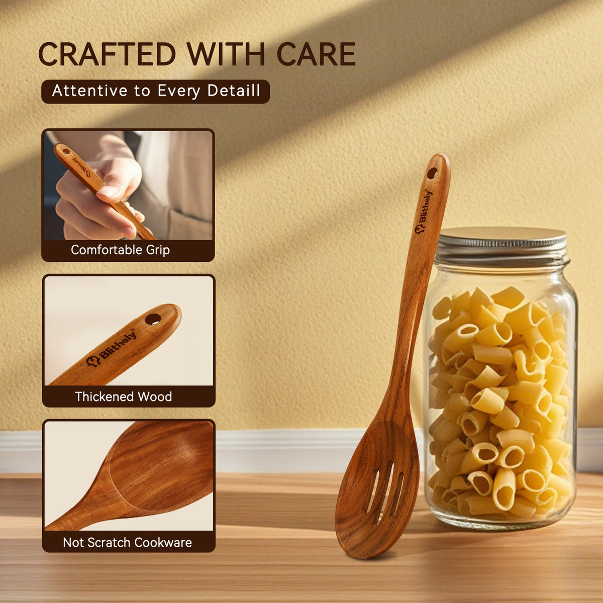 2 PCS Teak Wood Cooking Utensils Set