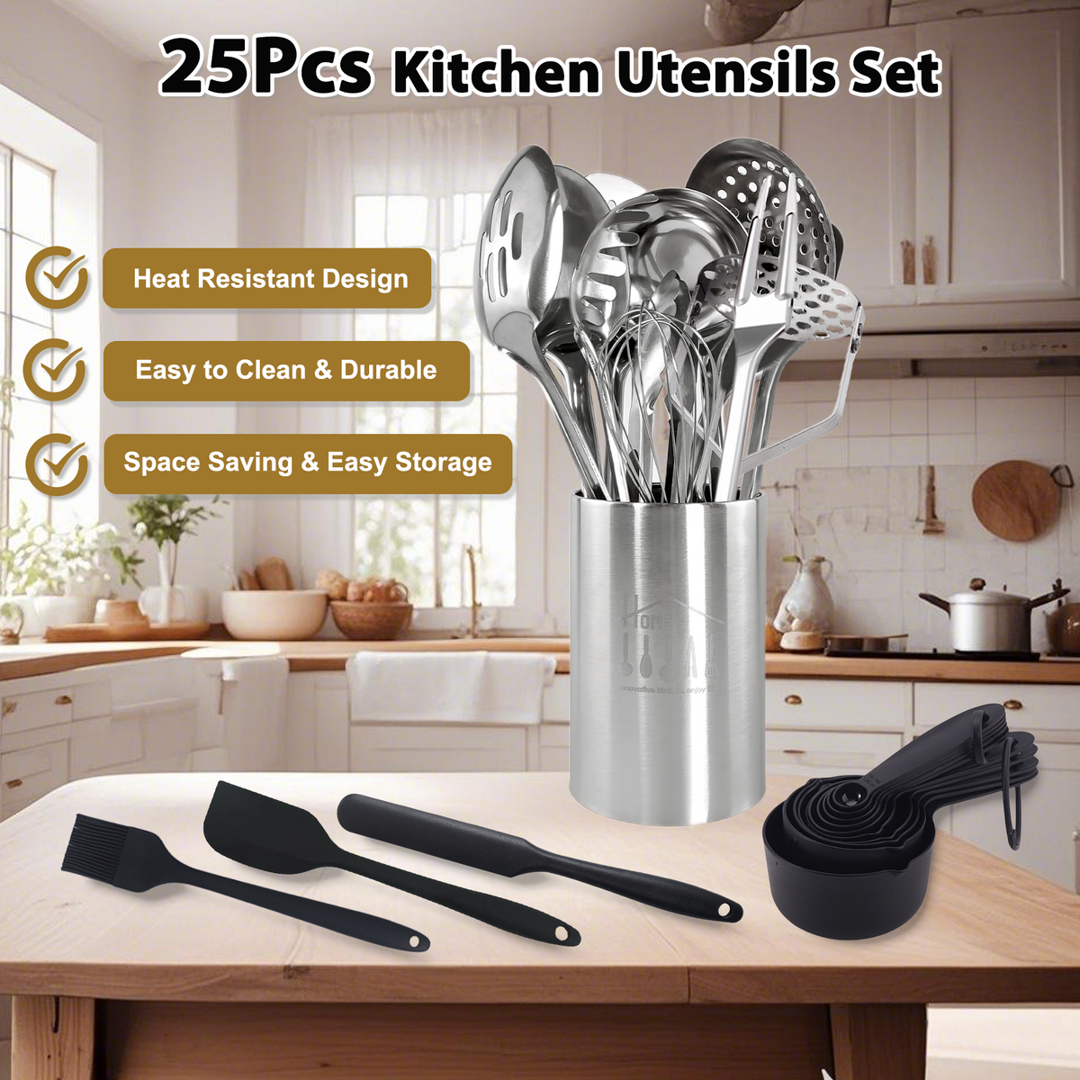 25 PCS Metal Cooking Utensils Set