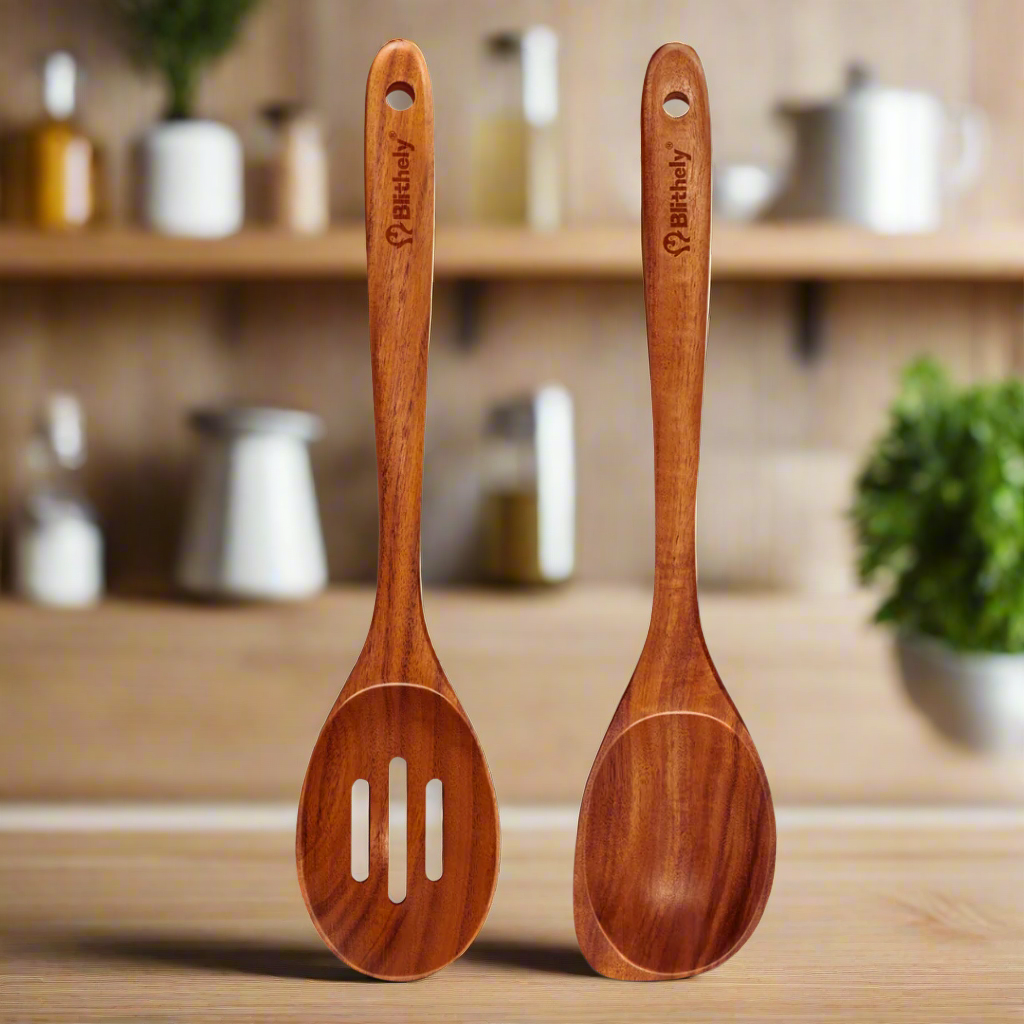 2 PCS Teak Wood Cooking Utensils Set