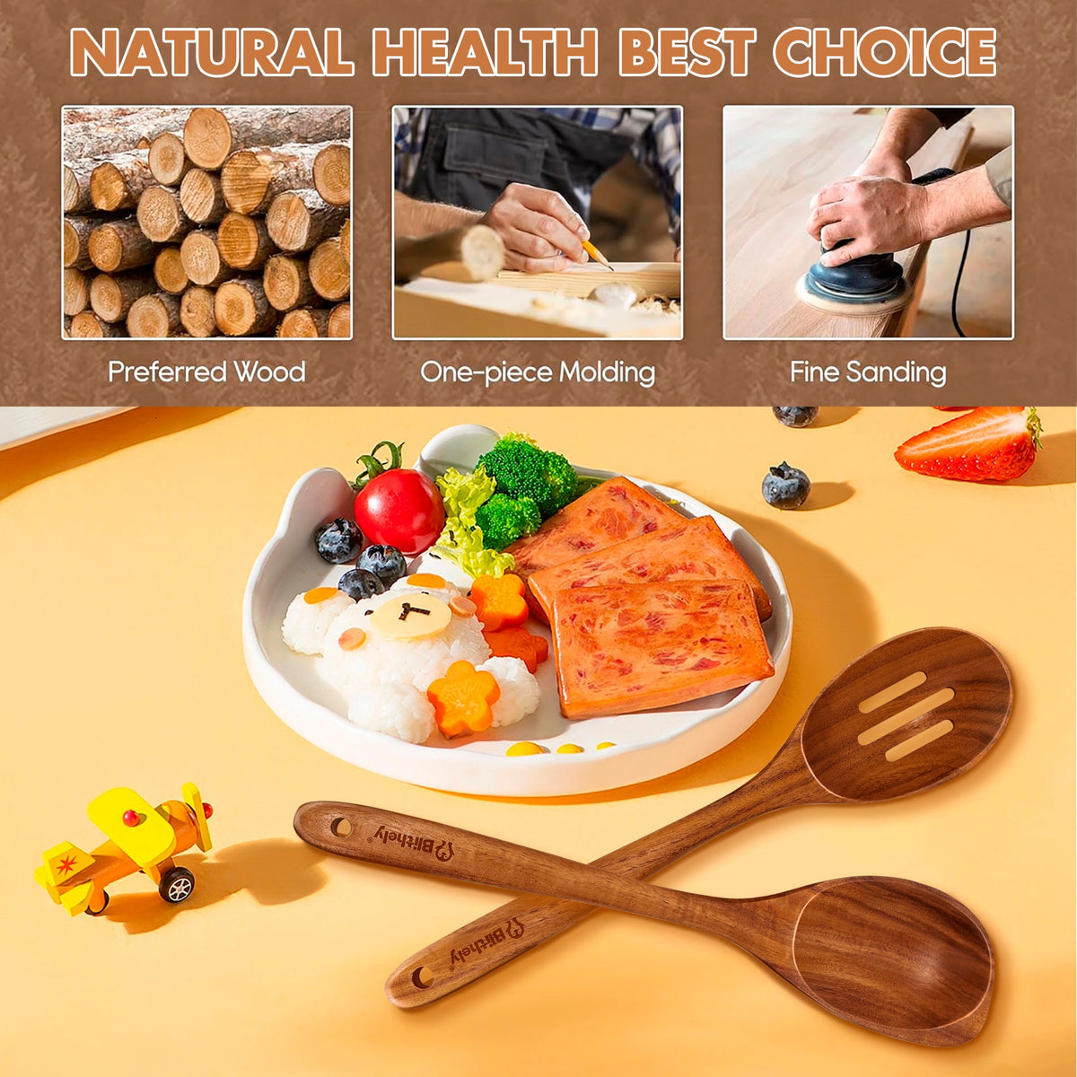 2 PCS Teak Wood Cooking Utensils Set