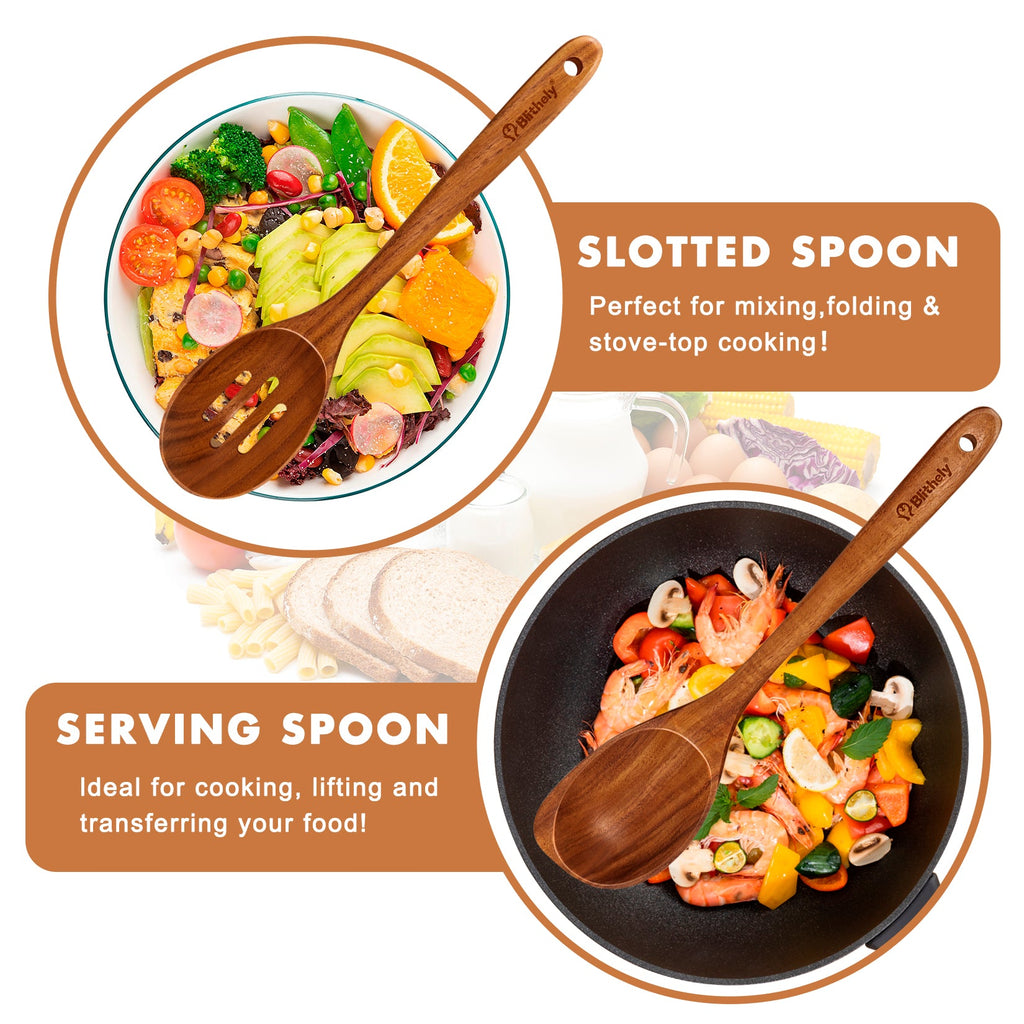 2 PCS Teak Wood Cooking Utensils Set