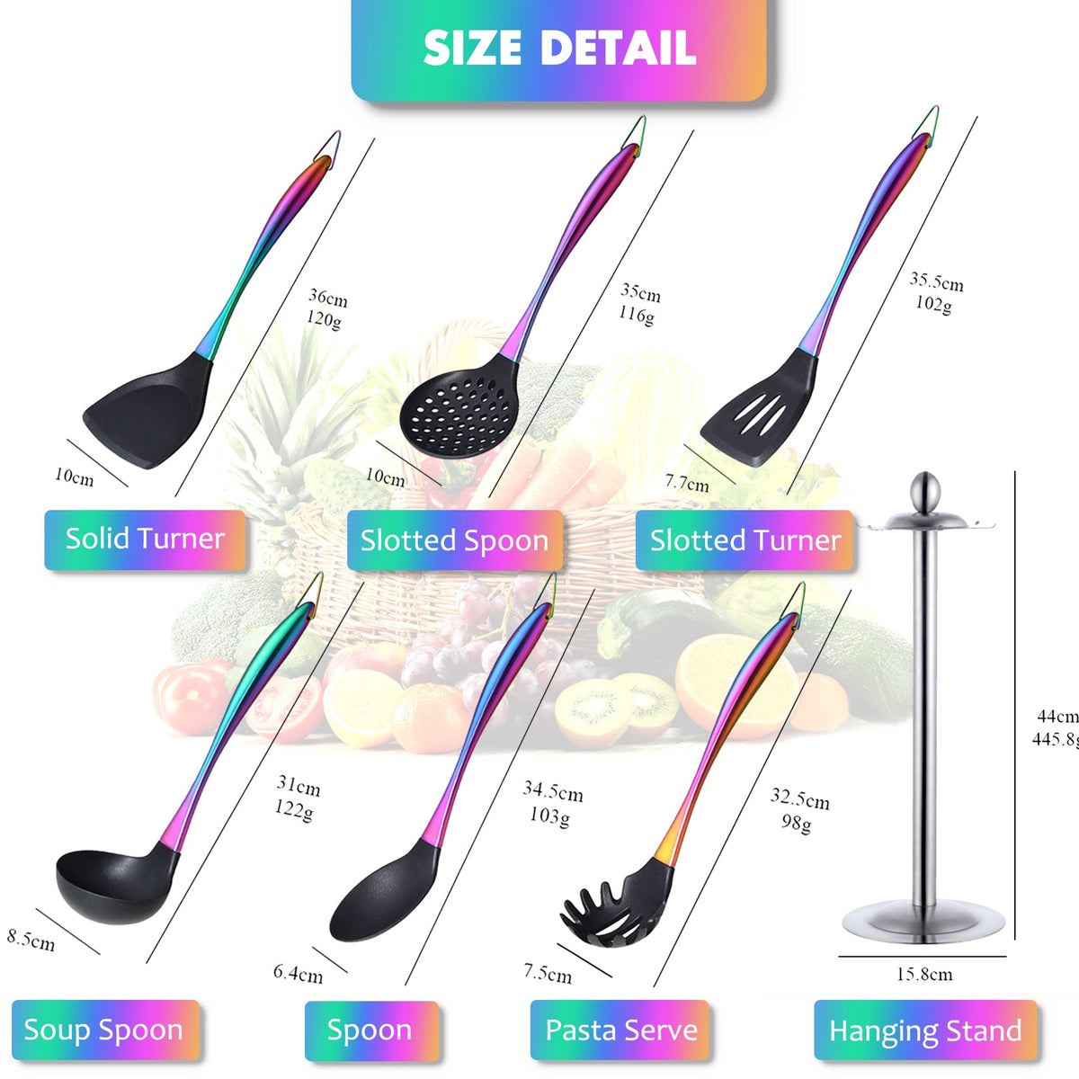 17pcs Titanium Silicone Cooking Utensils Set with Holder
