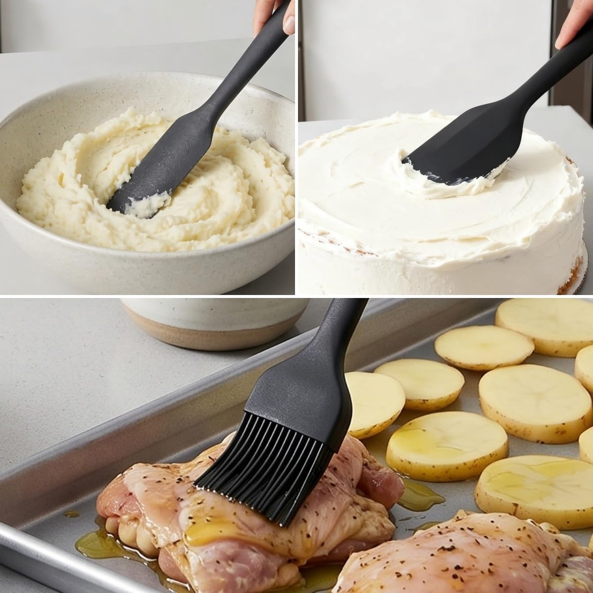 Silicone Cooking Utensils Set, 9Pcs Kitchen Utensil Set with Stainless Steel Handle, Heat-Resistant Silicone Utensils for Cooking, Non-Stick Spatula Set with Spoons, Turners, Ladle (Rainbow)