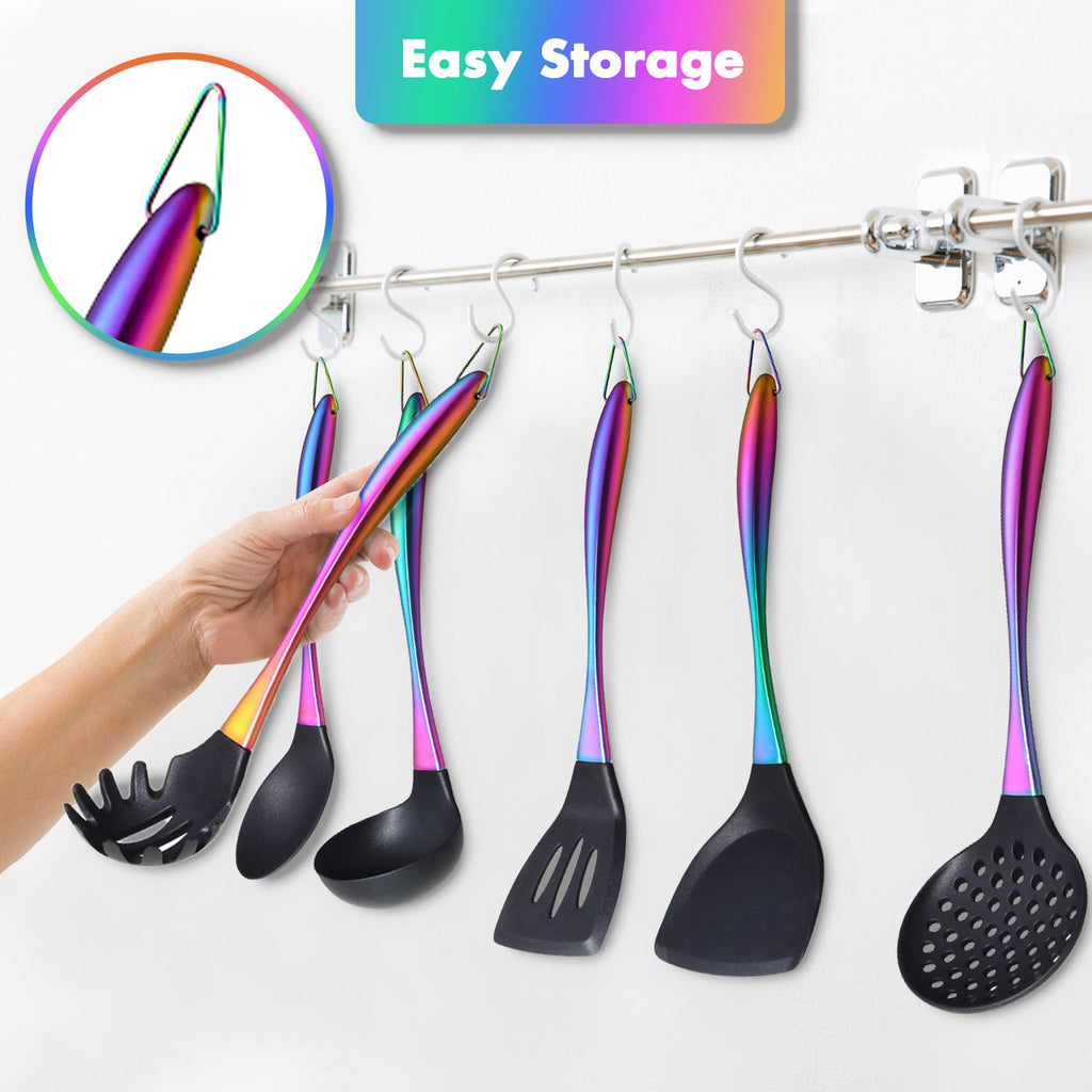 17pcs Titanium Silicone Cooking Utensils Set with Holder