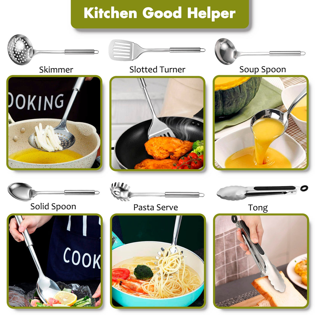 12 PCS Stainless Steel Kitchen Utensils Set