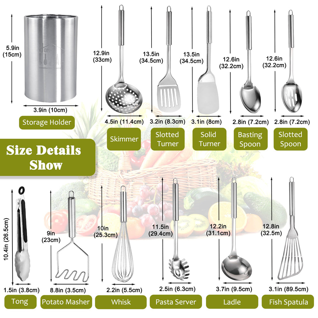 12 PCS Stainless Steel Kitchen Utensils Set