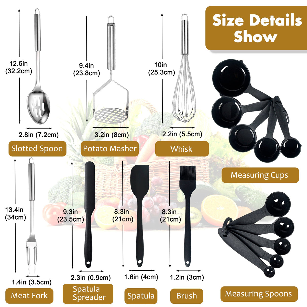 25 PCS Metal Cooking Utensils Set